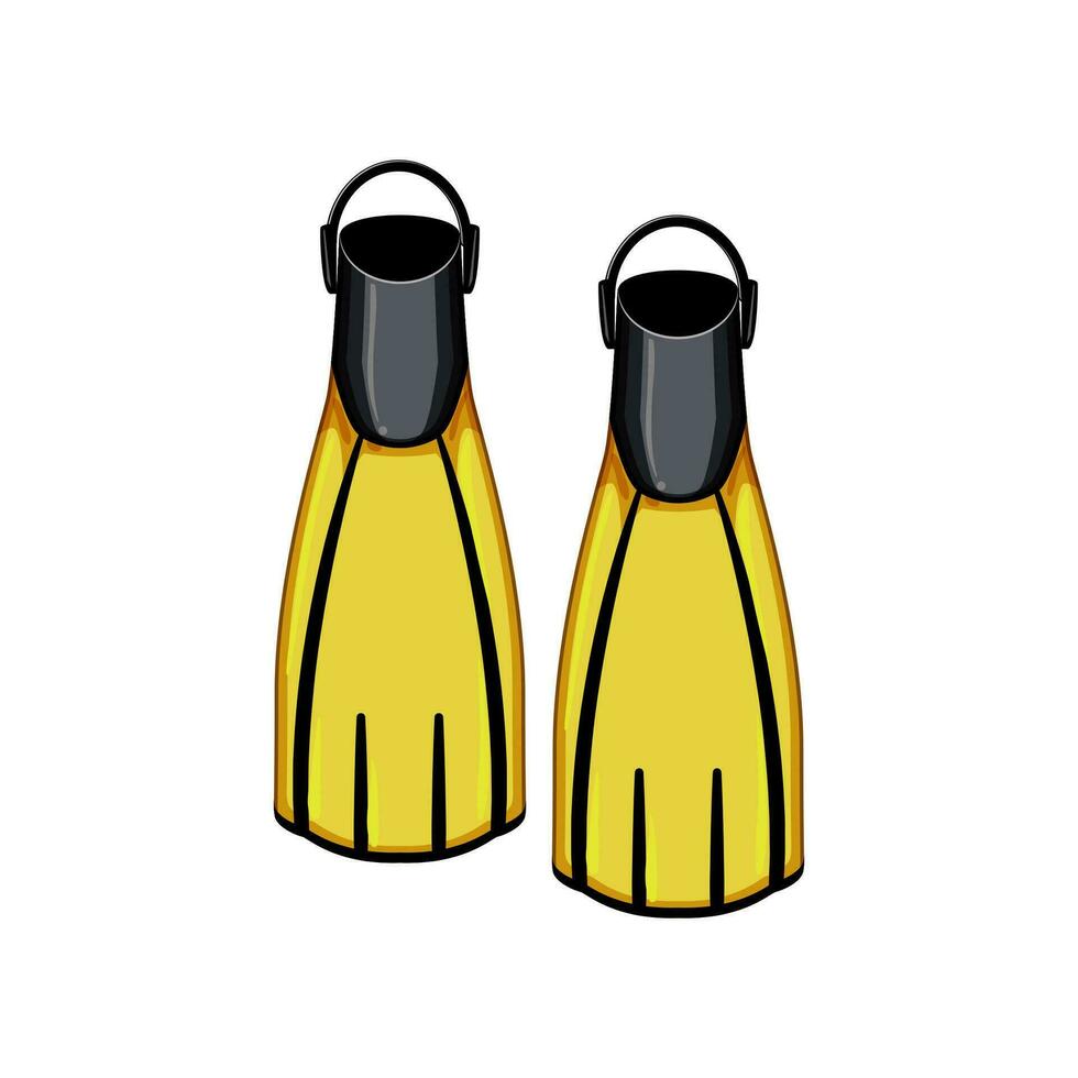 yellow flippers cartoon vector illustration