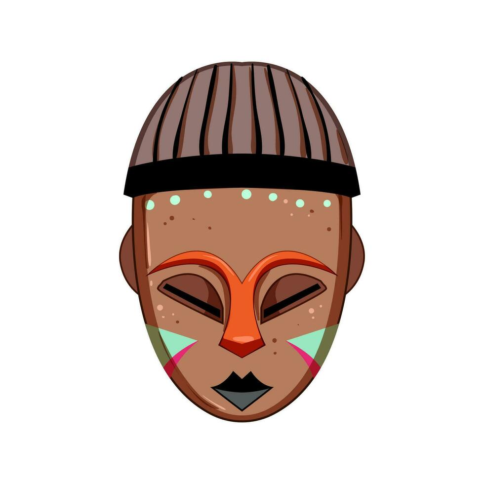face tribal mask cartoon vector illustration