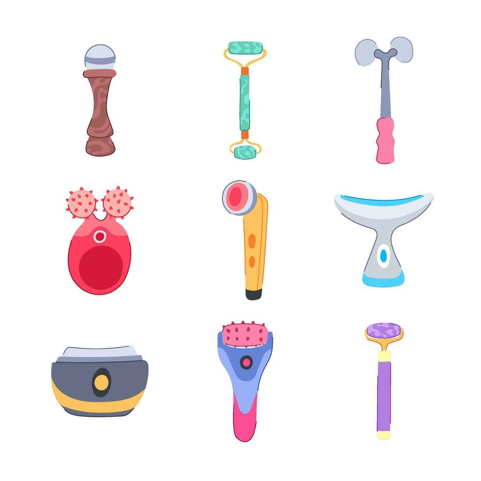 face massager set cartoon vector illustration