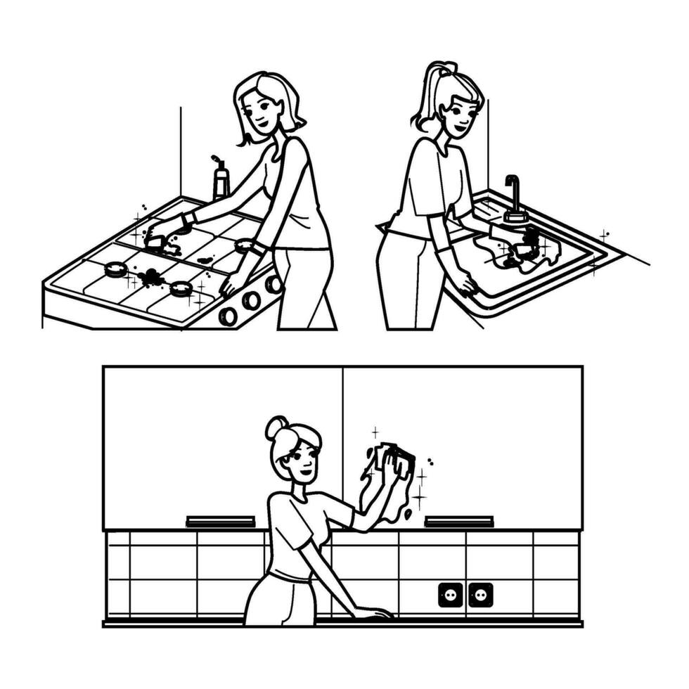 clean cleaning kitchen vector