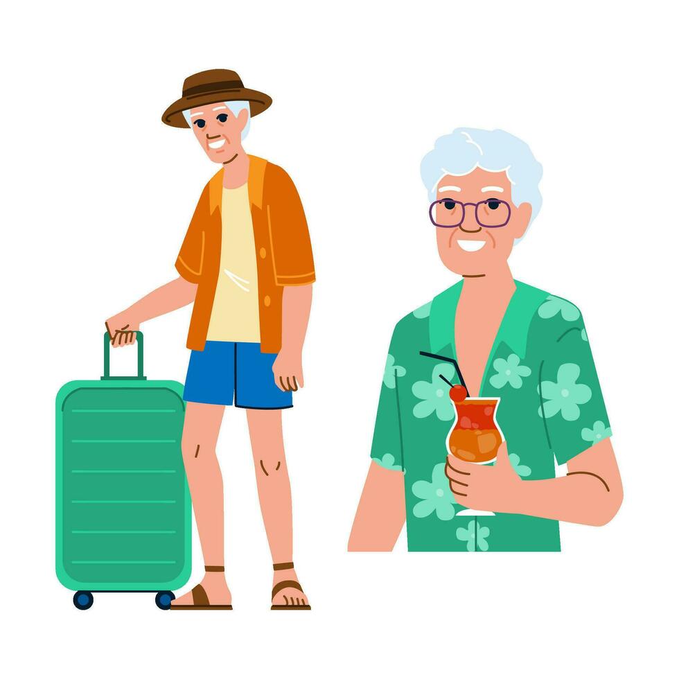 summer senior man vacation vector