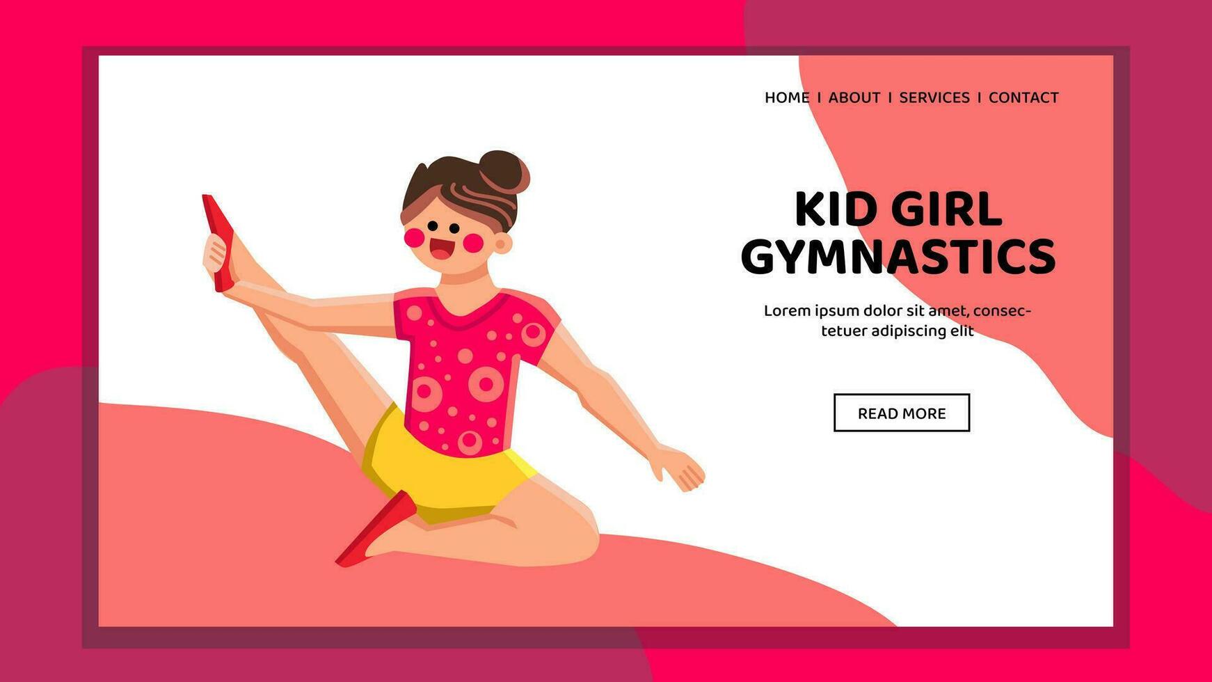 fitness kid girl gymnastics vector