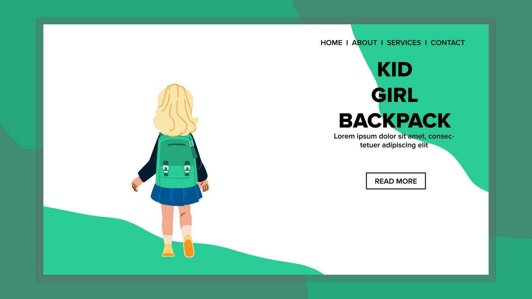 student kid girl backpack vector