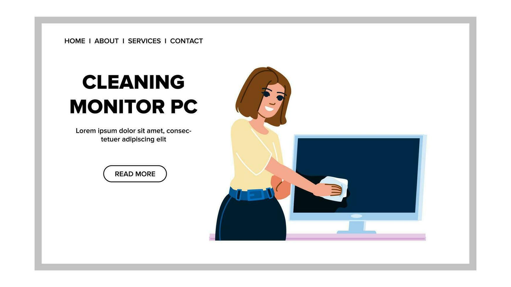 limpiar limpieza monitor ordenador personal vector