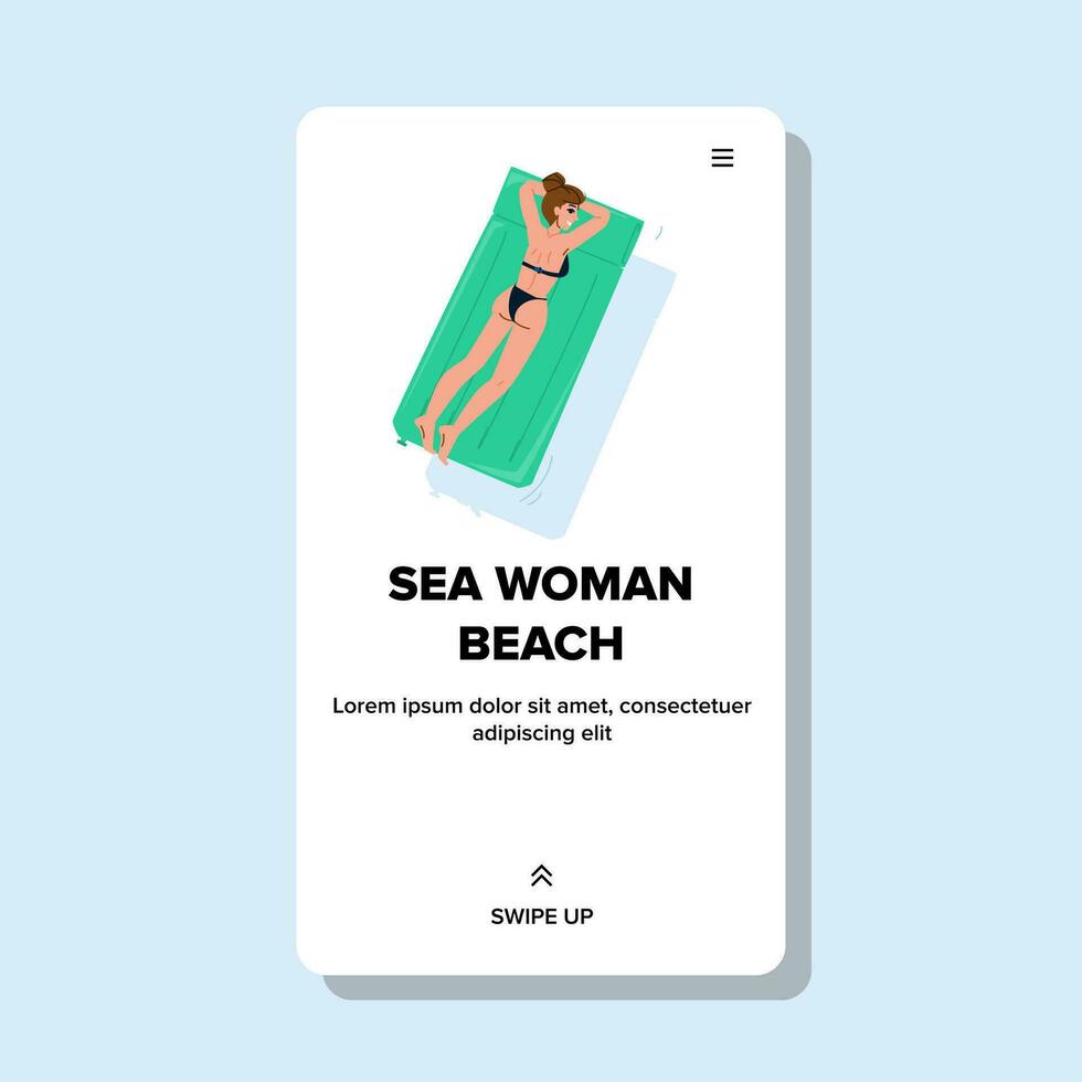 vacaciones mar mujer playa vector