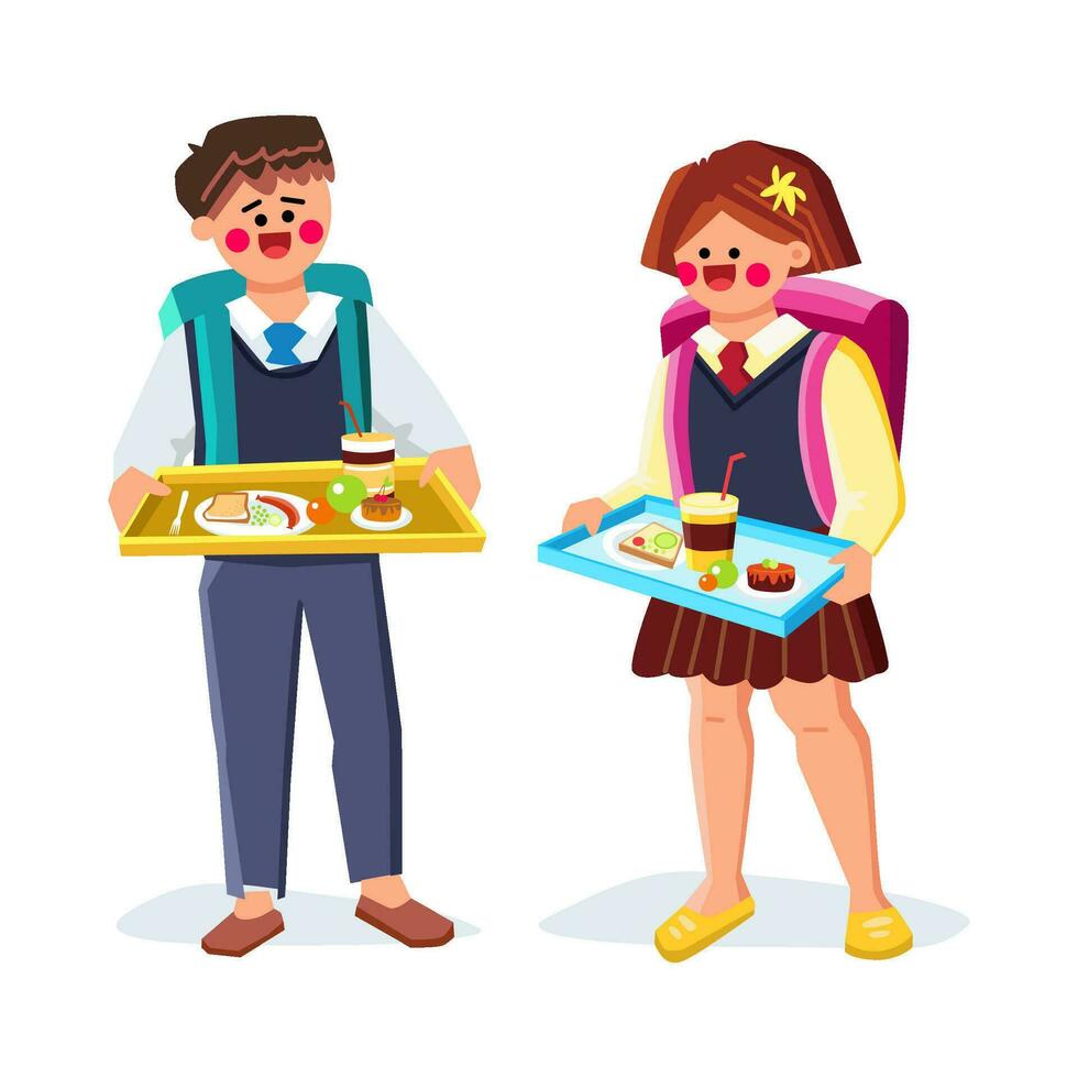 school kid healthy lunch vector