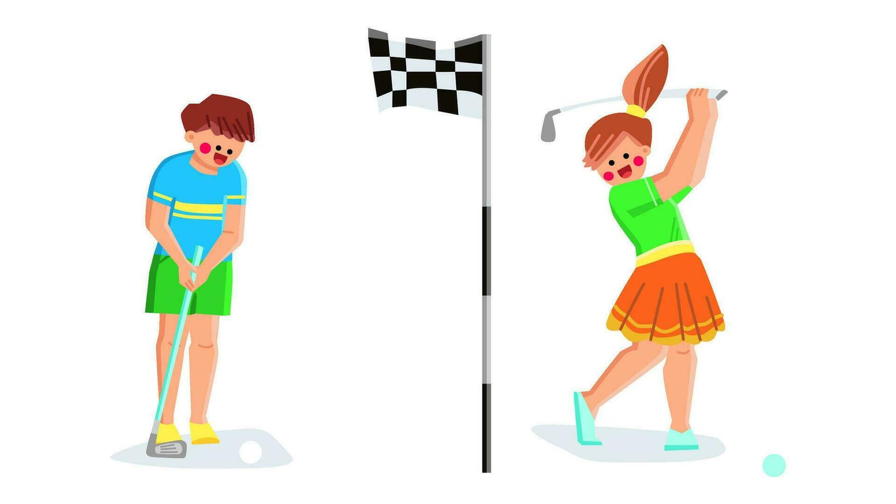 play golf kid vector