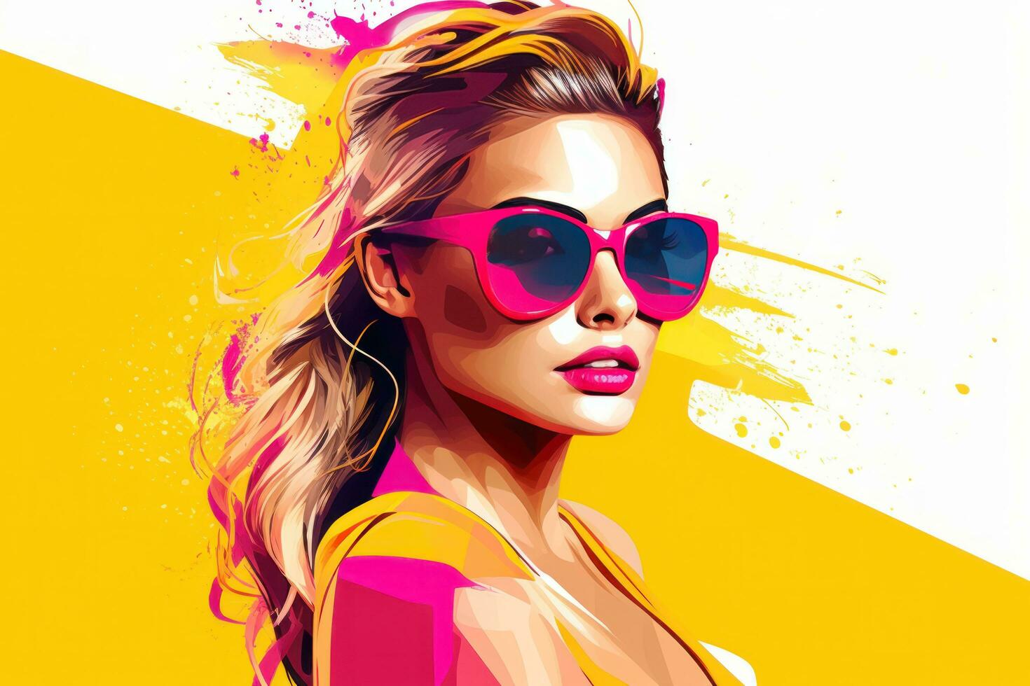 Sporty woman on vivid backgound photo