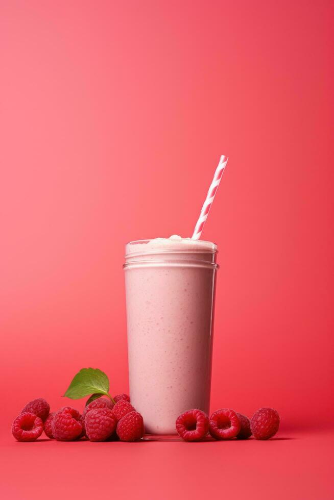 Raspberry protein shake. photo