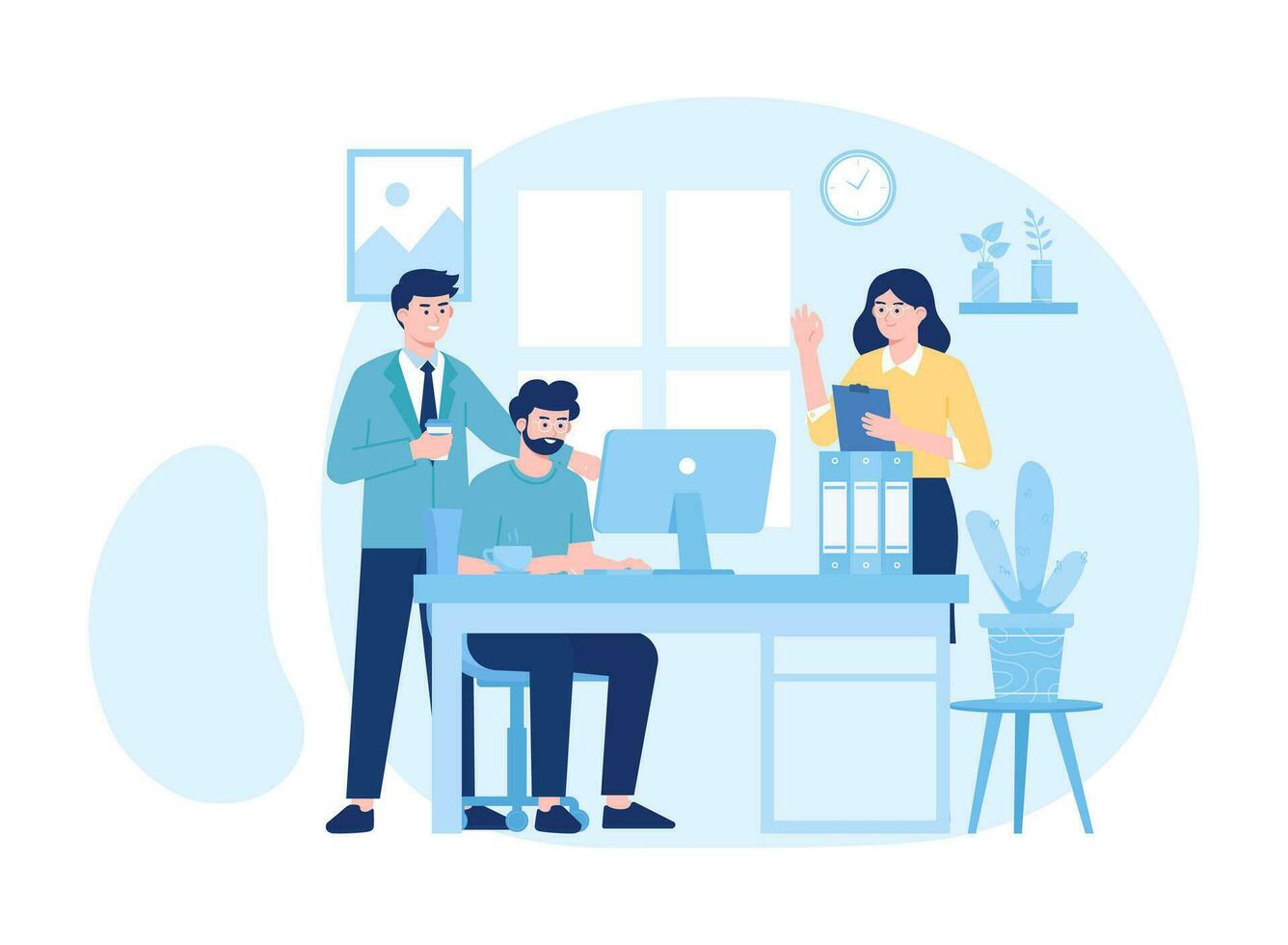 Coworking space concept flat illustration vector