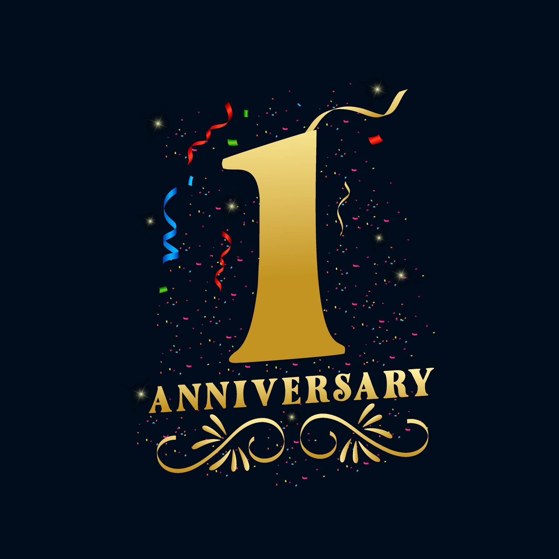 1 Anniversary luxurious Golden color 1 Years Anniversary Celebration
