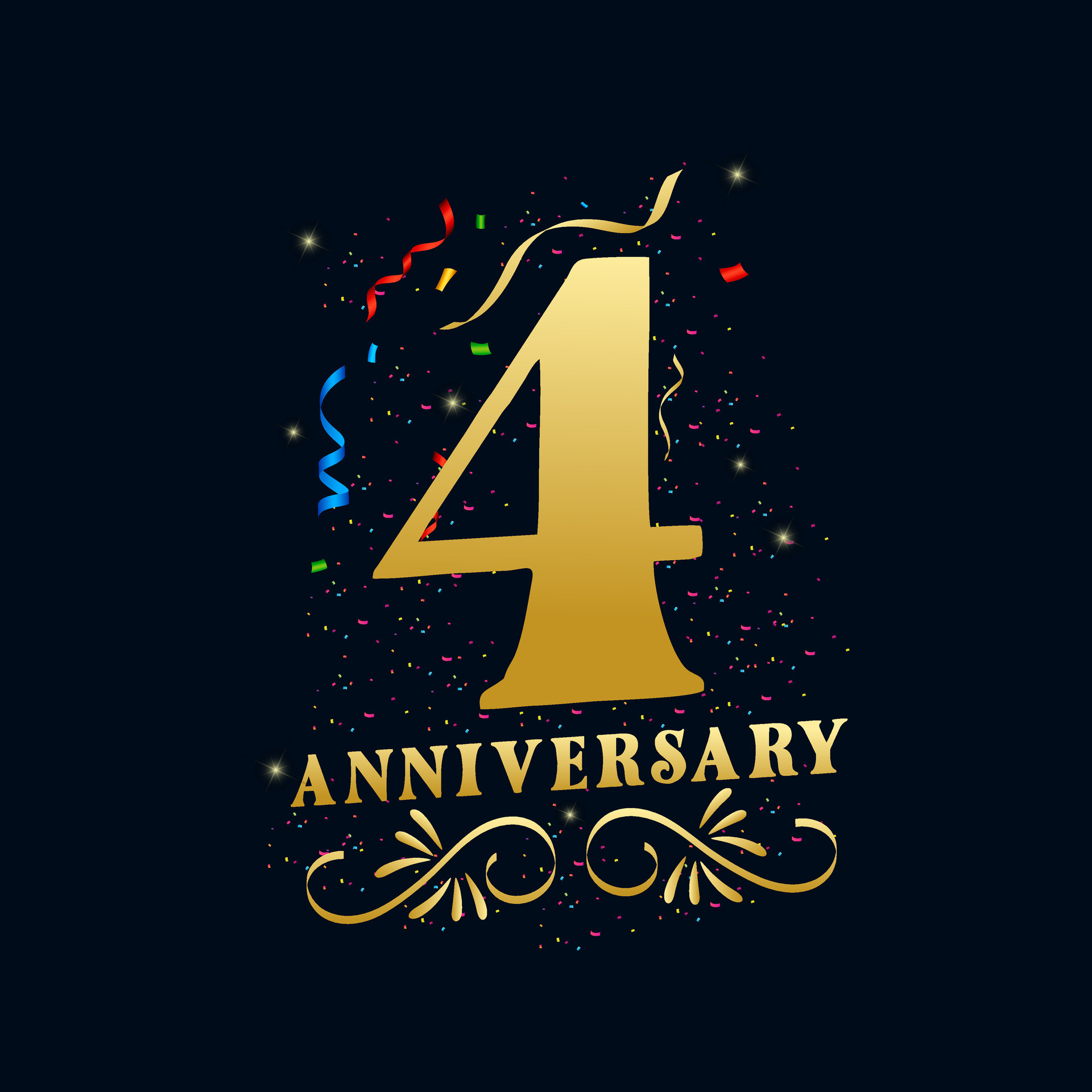 4 Anniversary luxurious Golden color 4 Years Anniversary Celebration