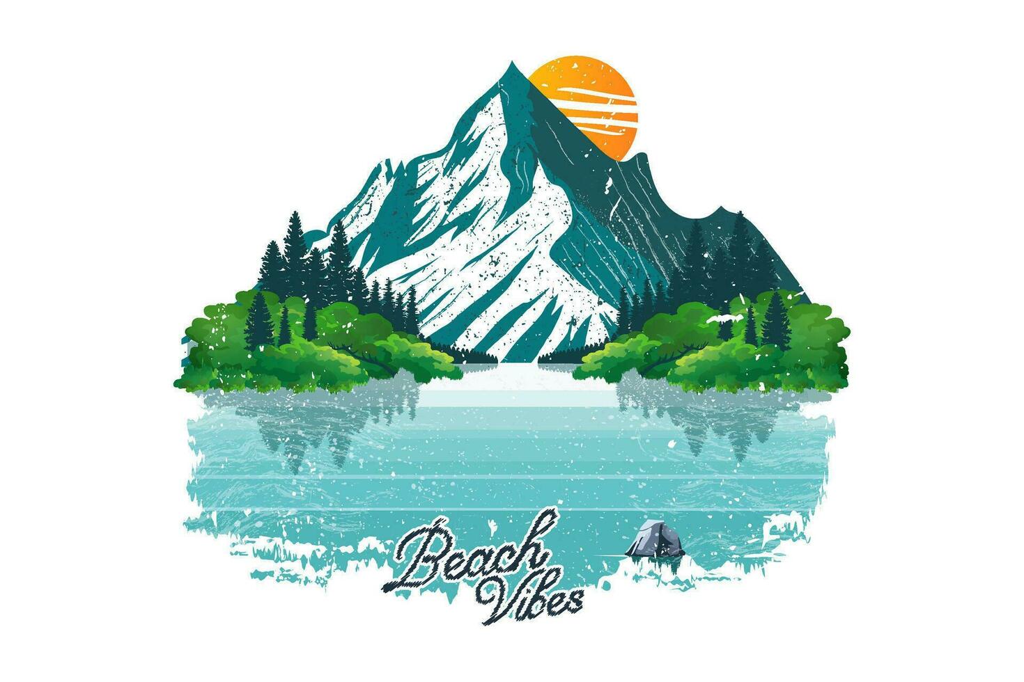 Beach vibes summer hand-drawn t shirt print illustration vector