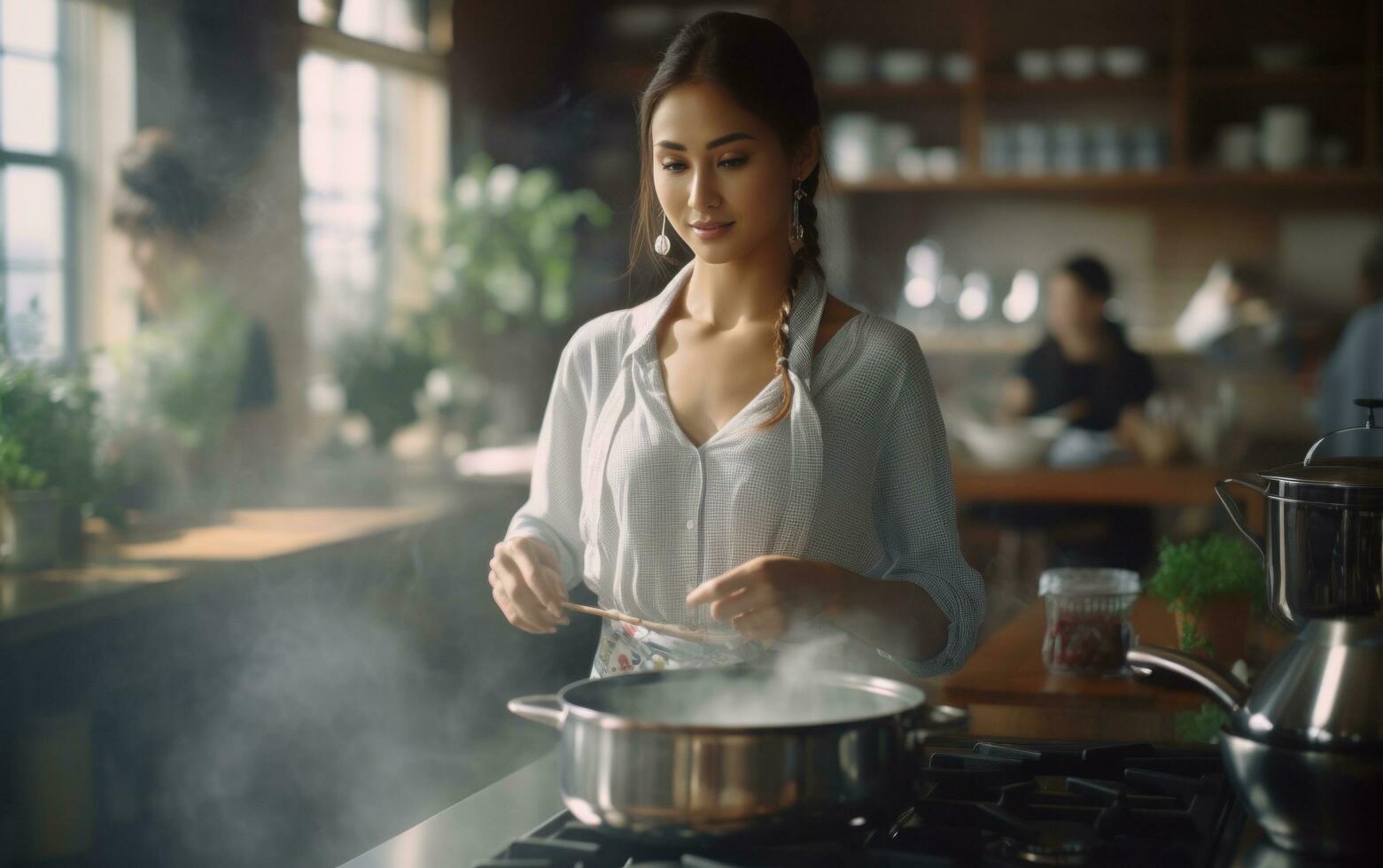 mujer Cocinando en un cocina foto