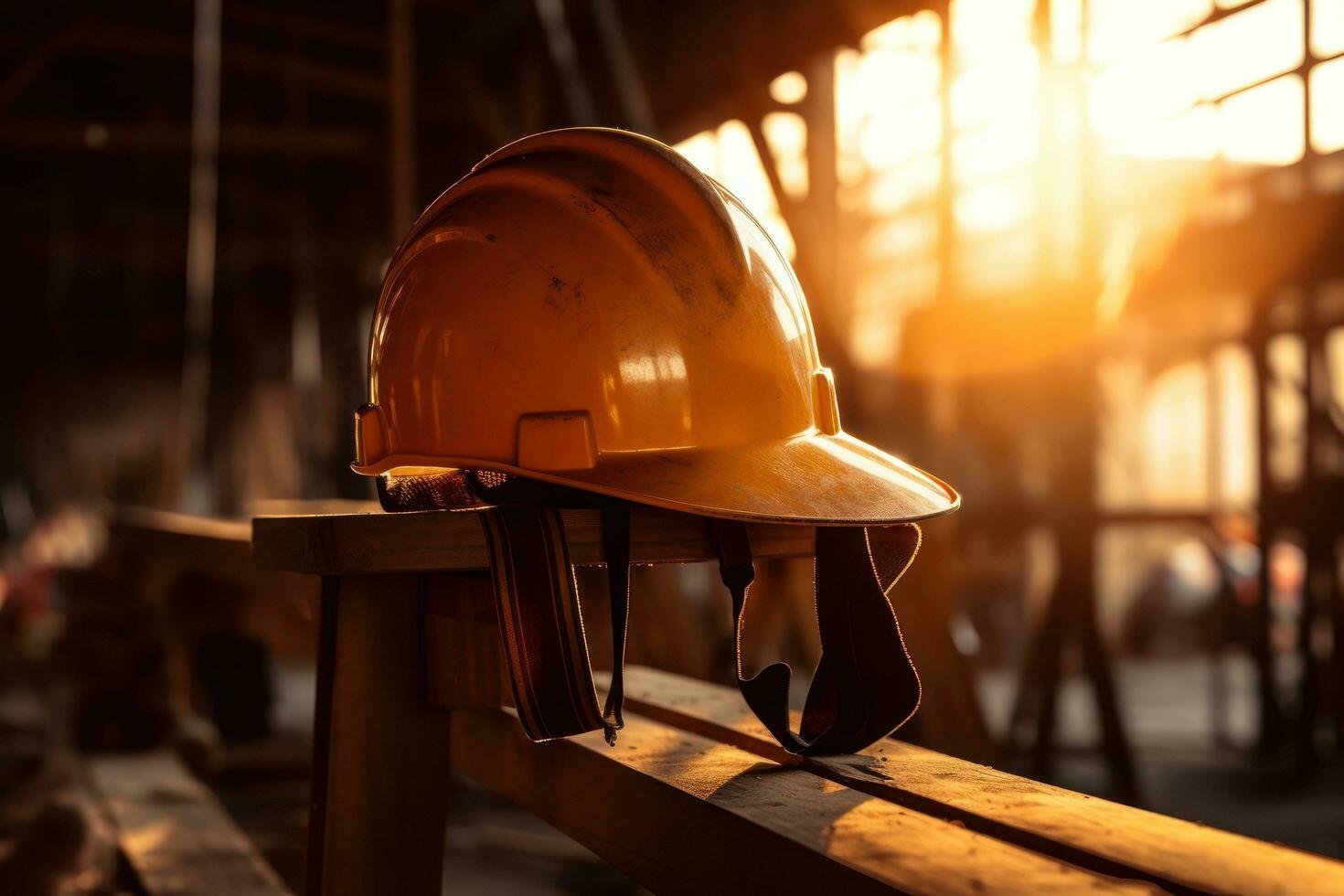 Construction safety image of construction safety hat hanging photo