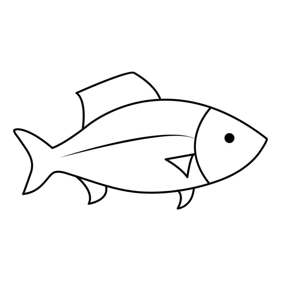 Continuous One line drawing of big fish and single line vector art illustration