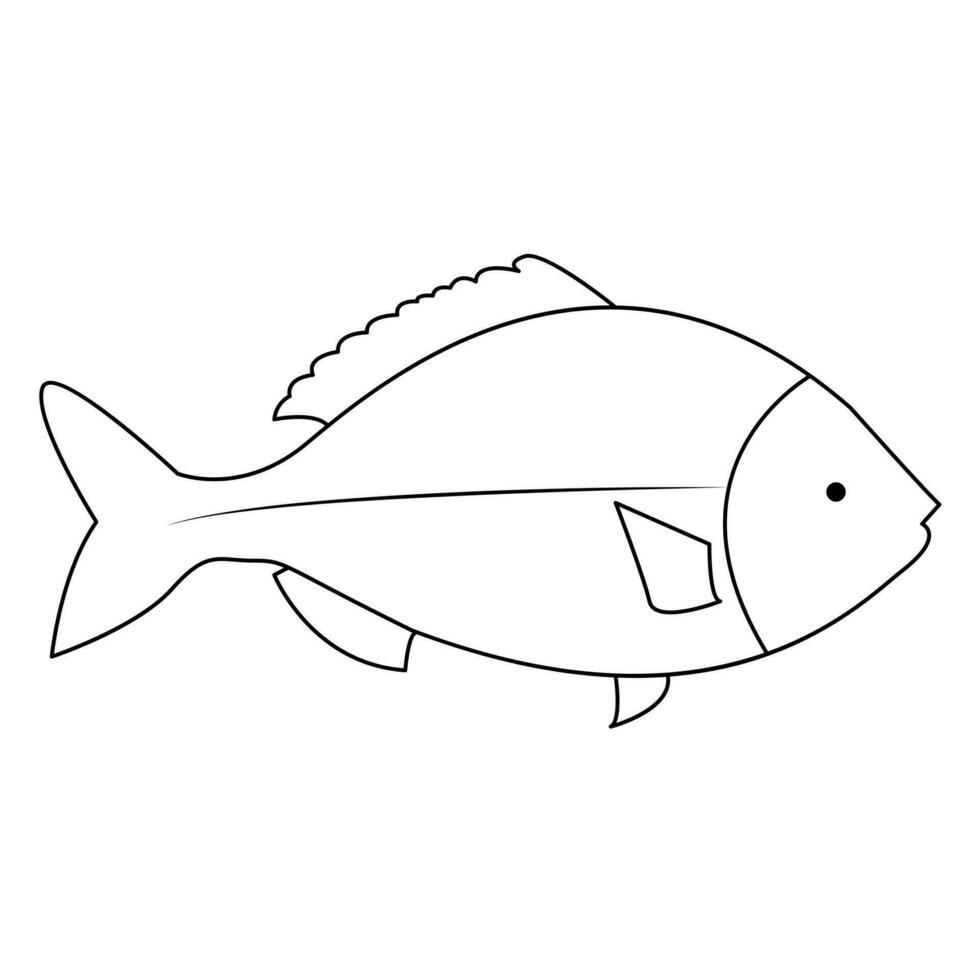 Continuous One line drawing of big fish and single line vector art illustration