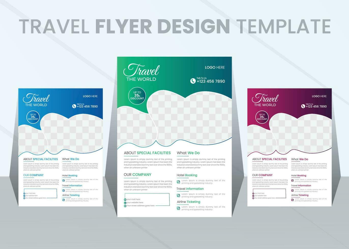 Vector editable modern tour sale flyer poster magazine cover template suitable for travel agency