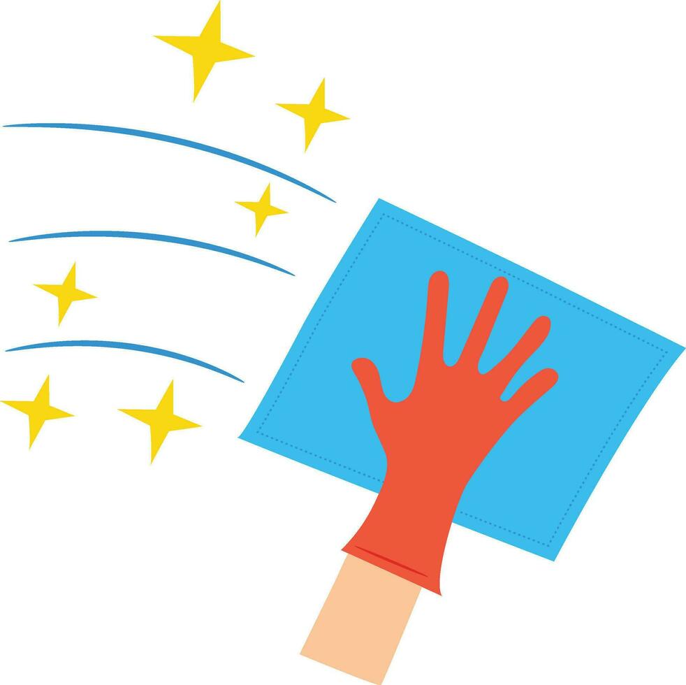Hand Disinfecting a Surface using a Wiper Cloth. Hand Drawn Illustration vector