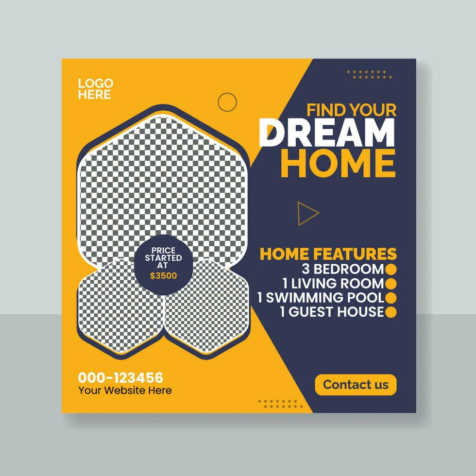 Modern home social media promotion template. for business banner ads. Pro Vector