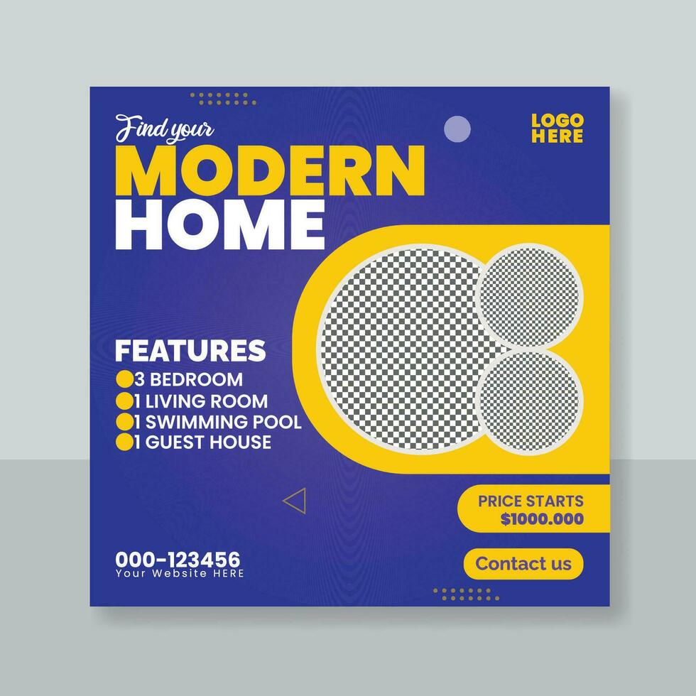 Modern home social media promotion template. for business banner ads. Pro Vector