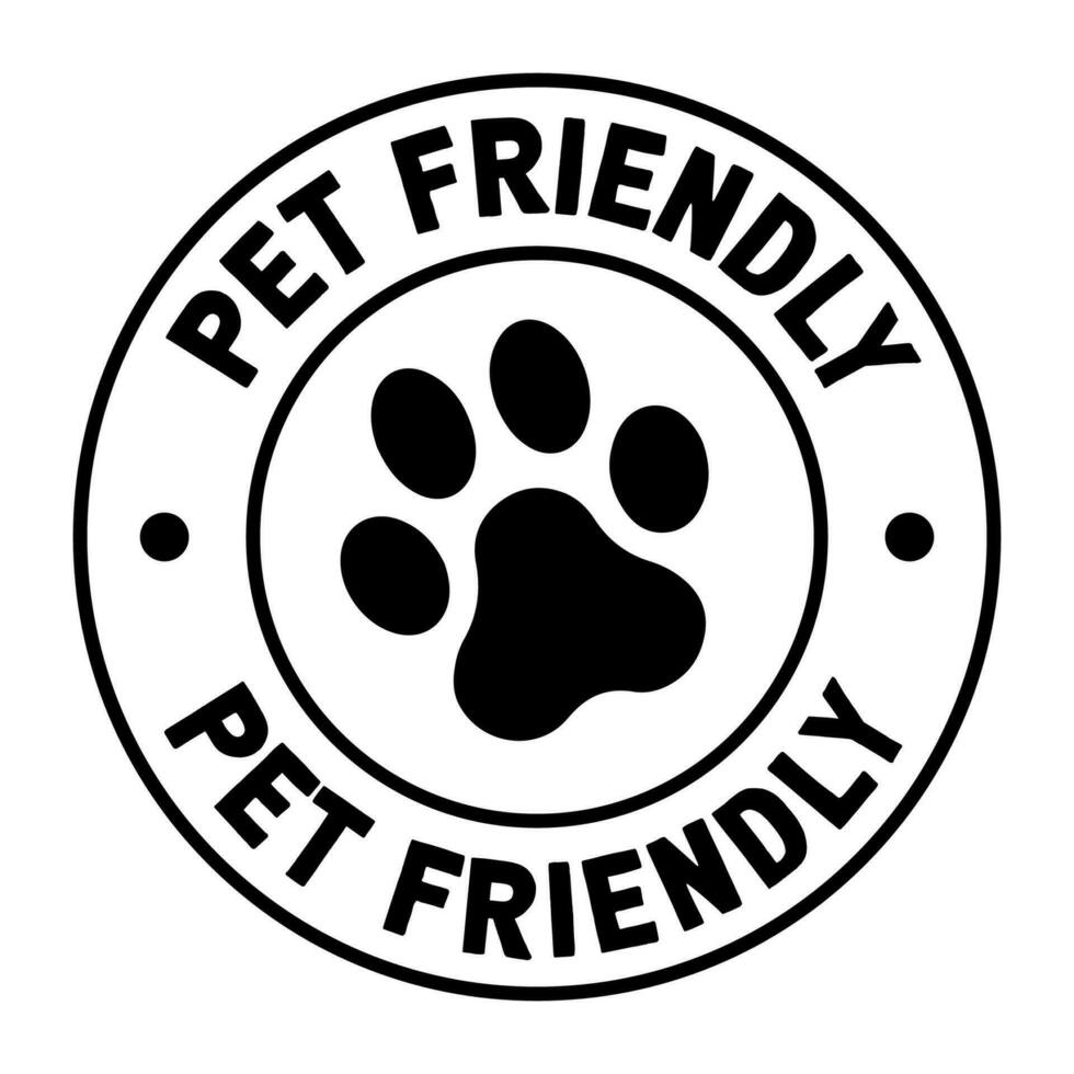 Pet friendly badge stamp. This space allows mascots. Dogs and cats are welcome. vector