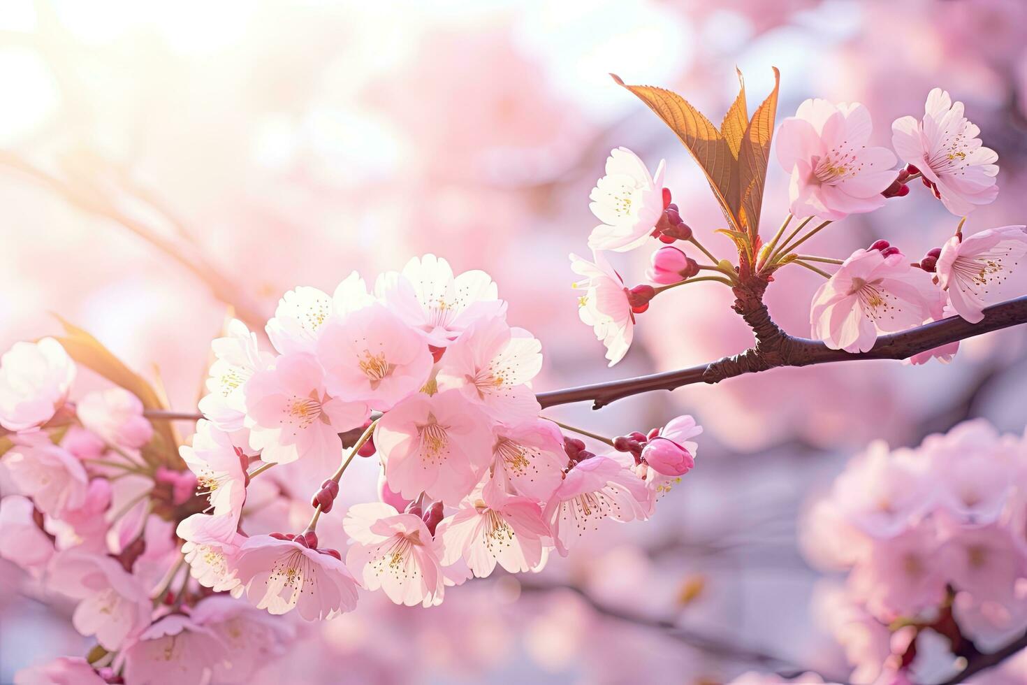 Cherry blossom sakura in spring time, beautiful nature background, cherry blossom sakura in spring time, soft background, AI Generated photo
