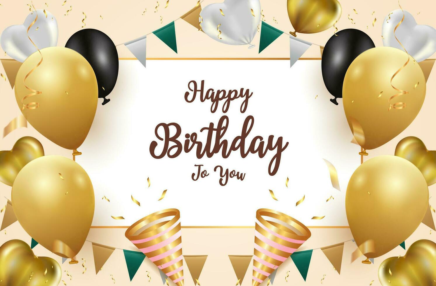 Elegant golden balloon Happy Birthday celebration card banner template vector