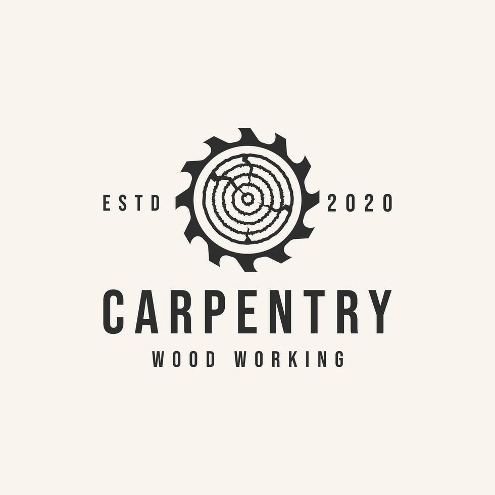 carpentry woodwork vector logo illustration template design, vintage style