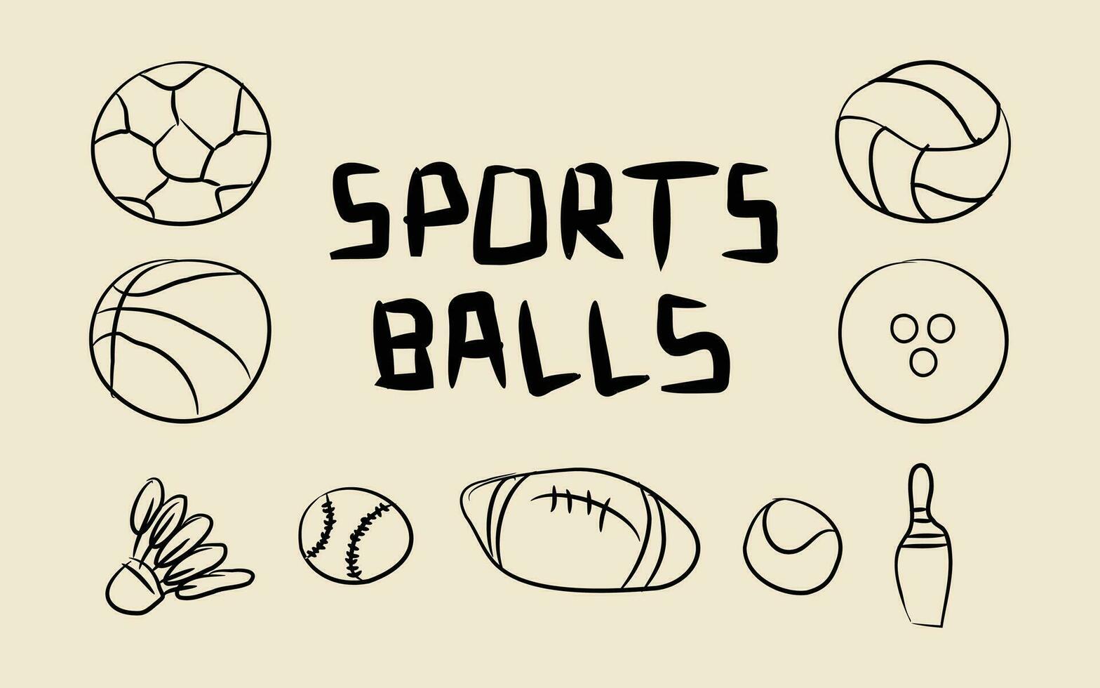 illustraion vector graphic line art set of sport balls. suitable for icon or any design