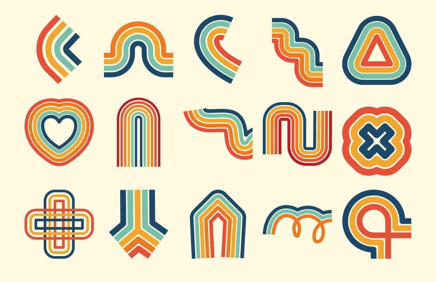 Set of Retro Groovy Line 28216524 Vector Art at Vecteezy