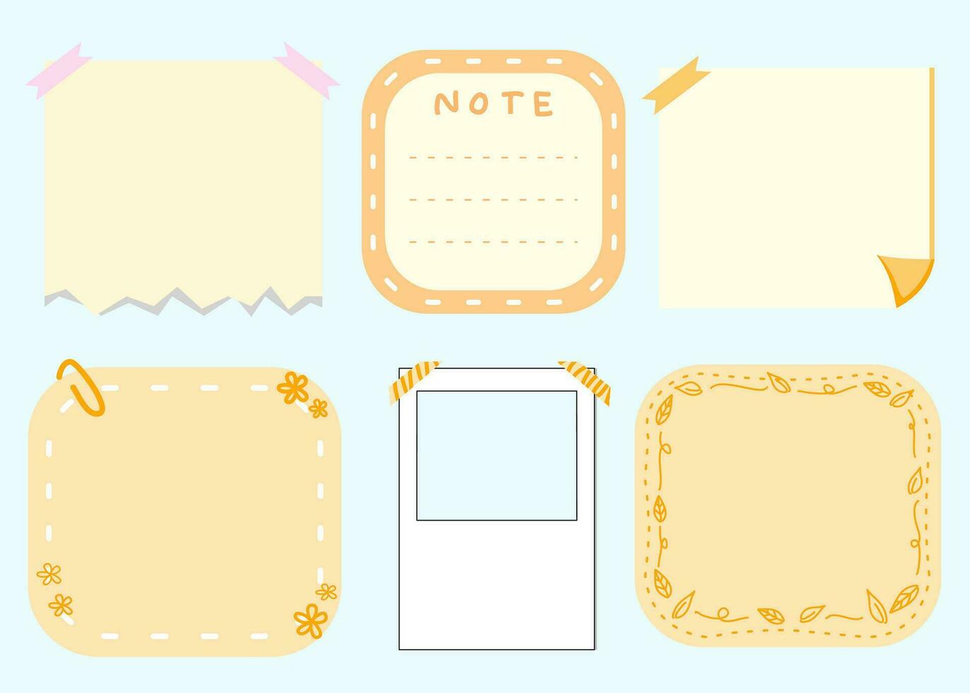 Set of Paper memo, note memo, sticky note, frame, reminder in vector illustration using for design or decoration