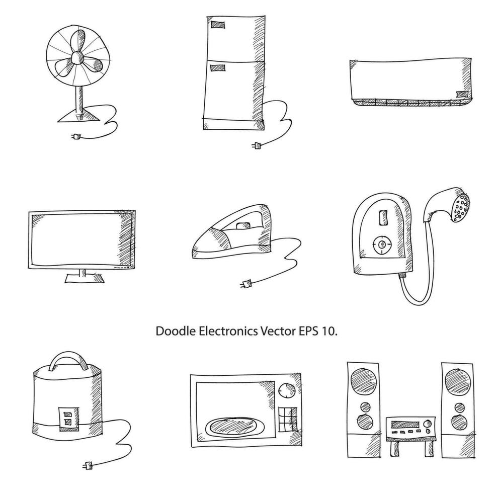 Doodle Electronics Icons Vector Illustrator EPS 10.