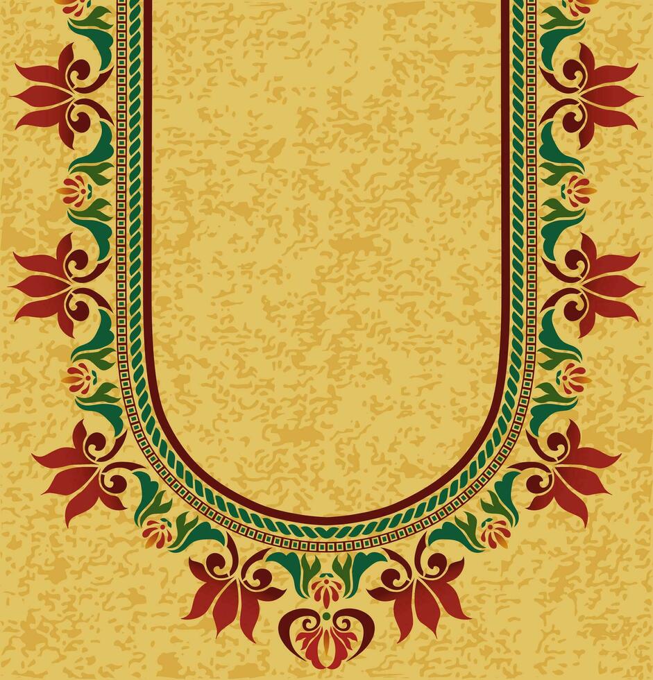 Colorful floral neckline embroidery design for Saree blouse vector