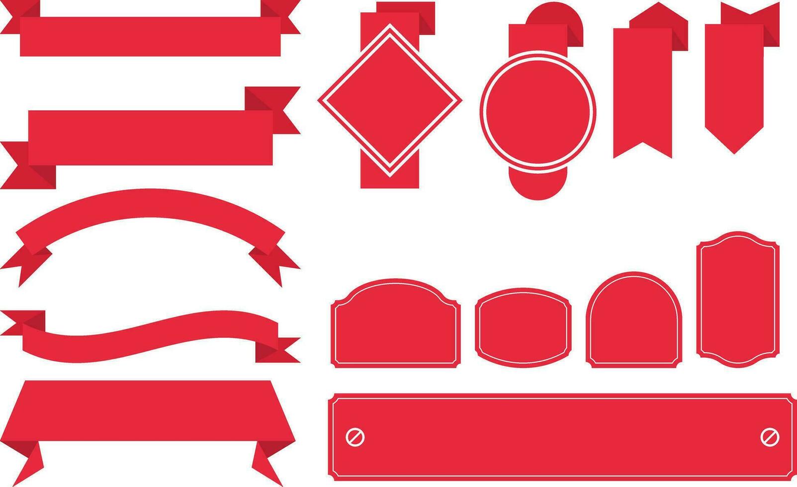 Blank Red Sticker, Label Banner Set vector