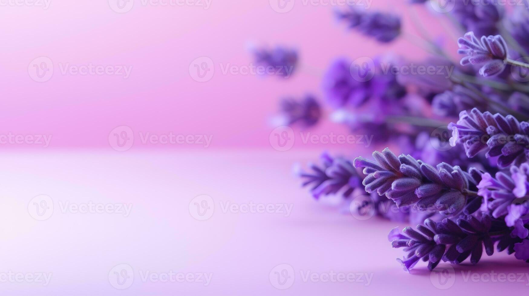 A Romantic and Dreamy Card with Purple Flowers and a Pink Background AI Generative photo