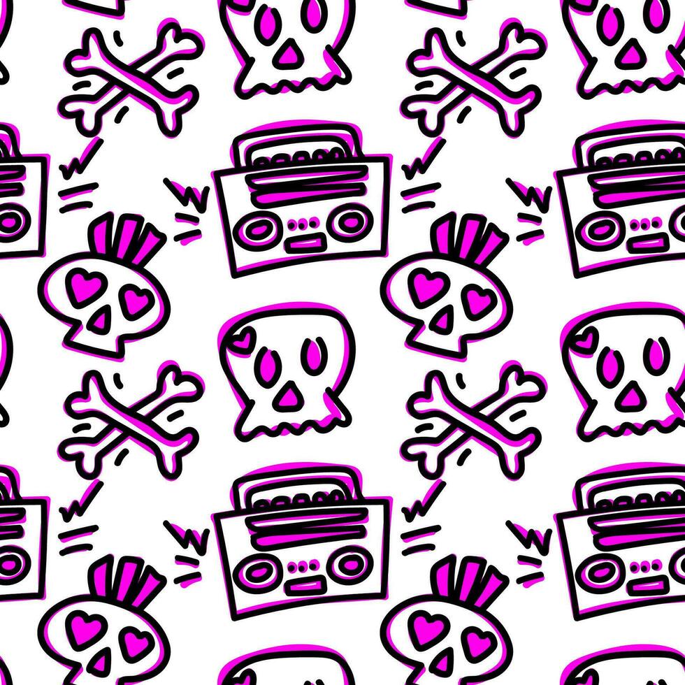 Rock n Roll seamless pattern. print for textiles, backgrounds, printing. Grunge style, hand lettered, vector illustration.