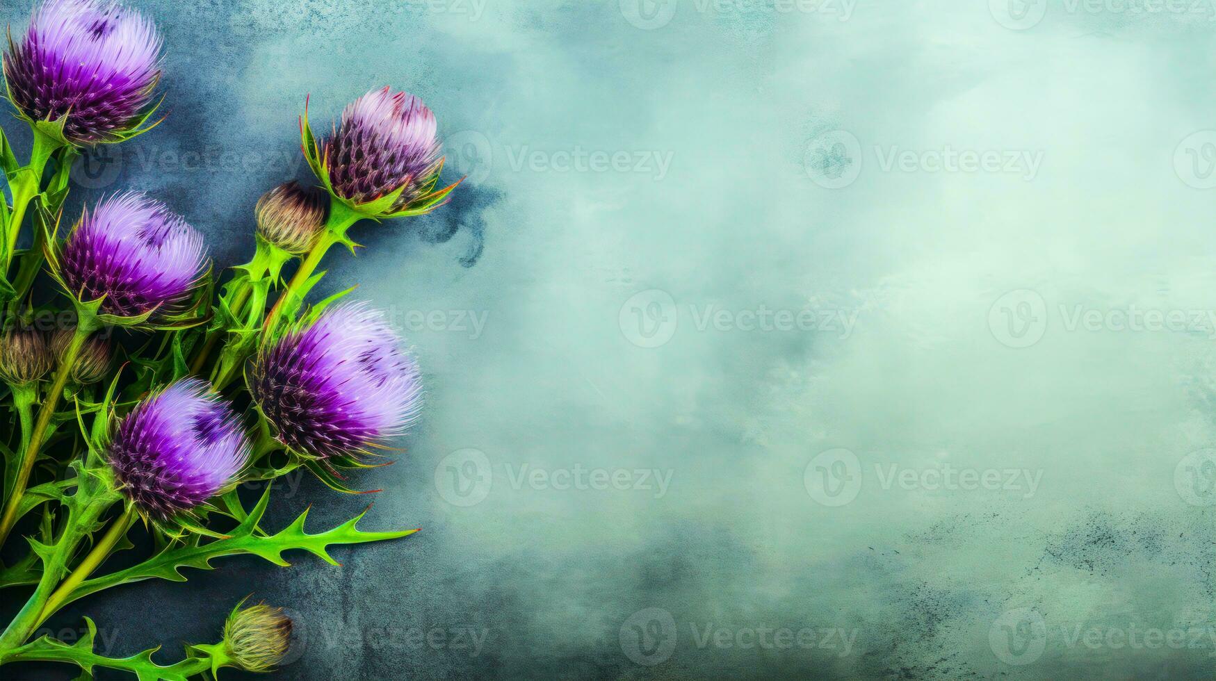 Thistle Background with Various Thistle Flowers A Simple and Versatile Image for Wallpaper AI Generative photo