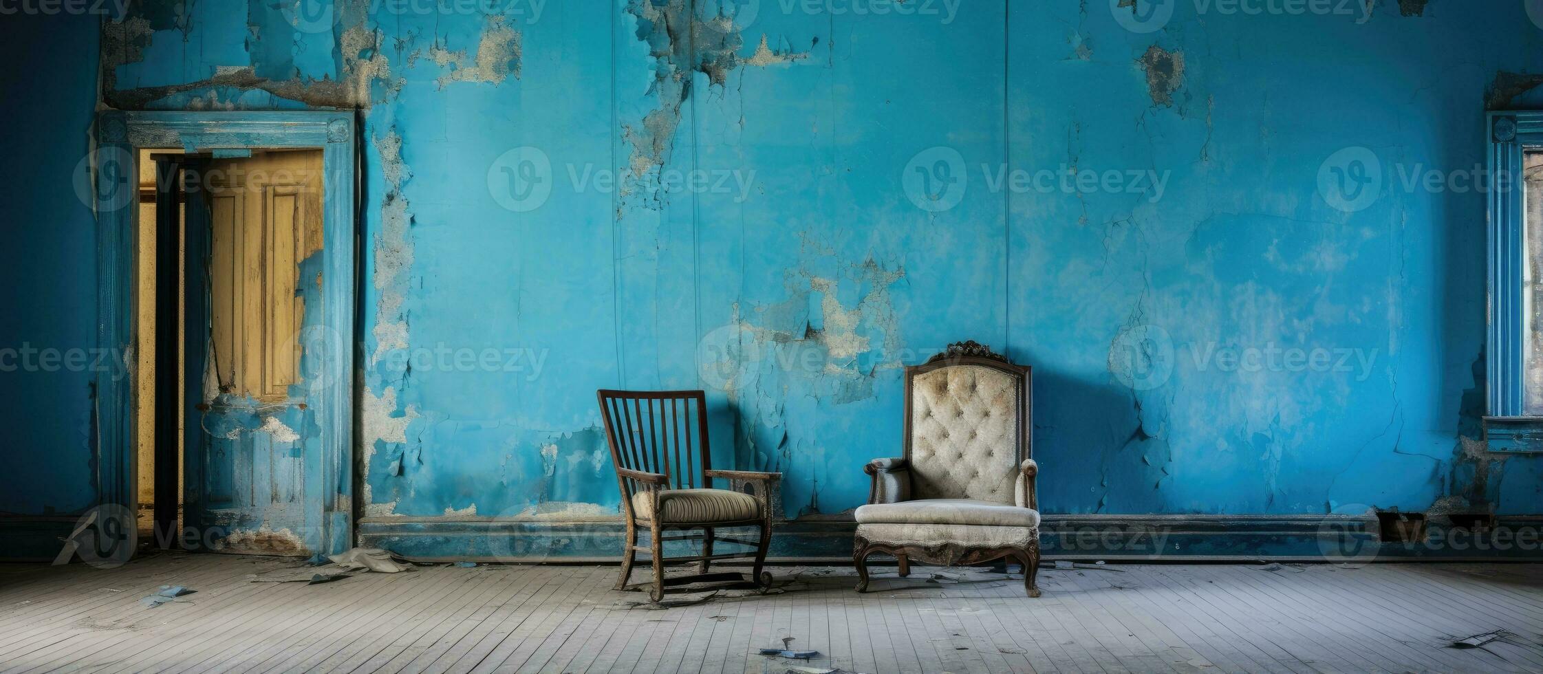 deteriorando azul habitación en banano fantasma pueblo Montana foto