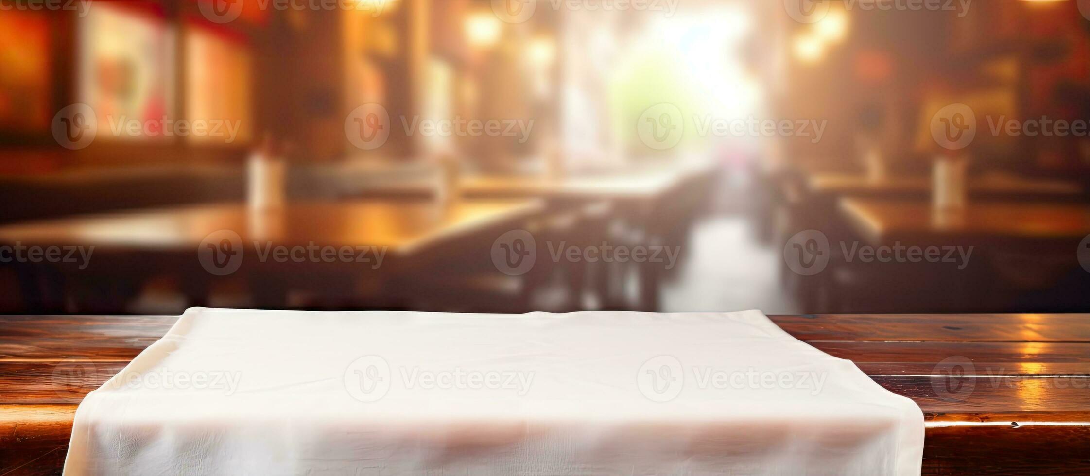 Blurred bar background with napkin on table photo