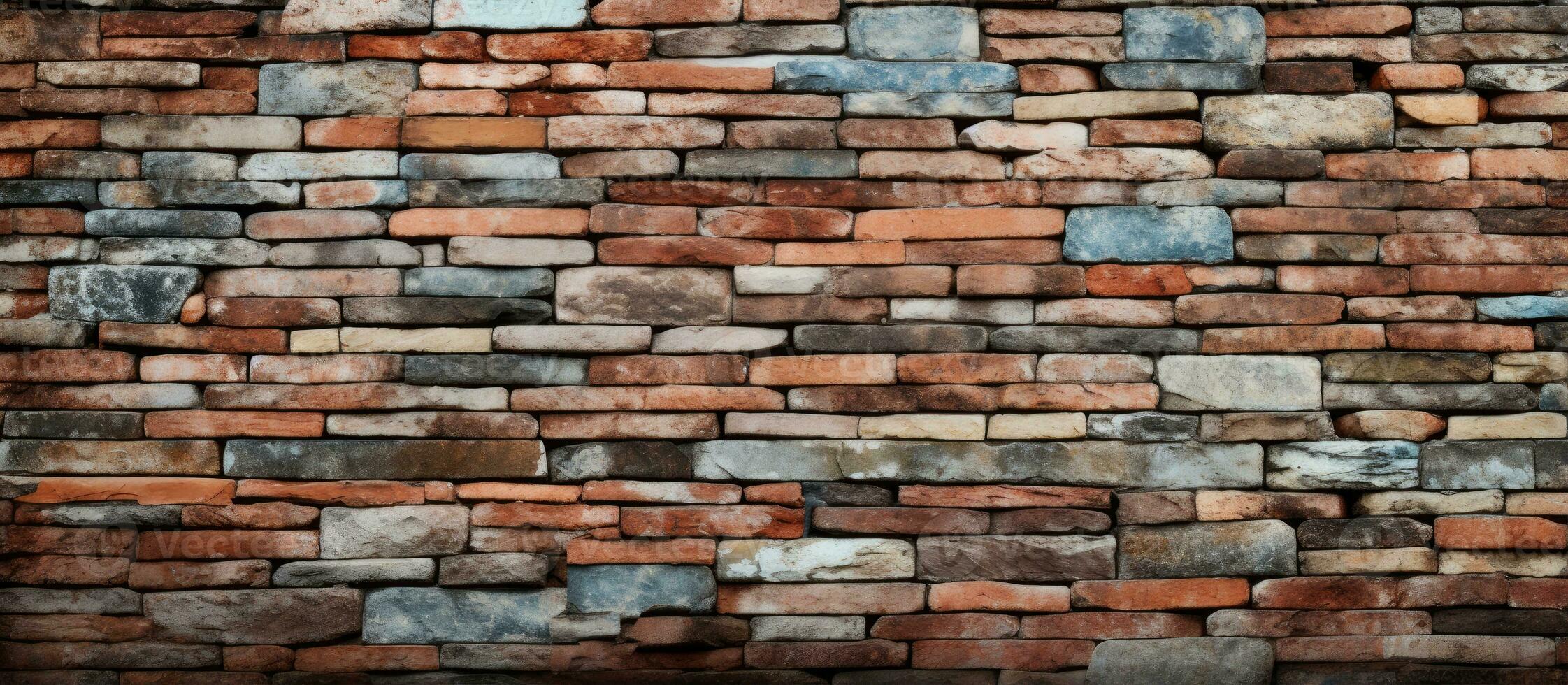 Vintage brick and stone wall used as design texture background photo