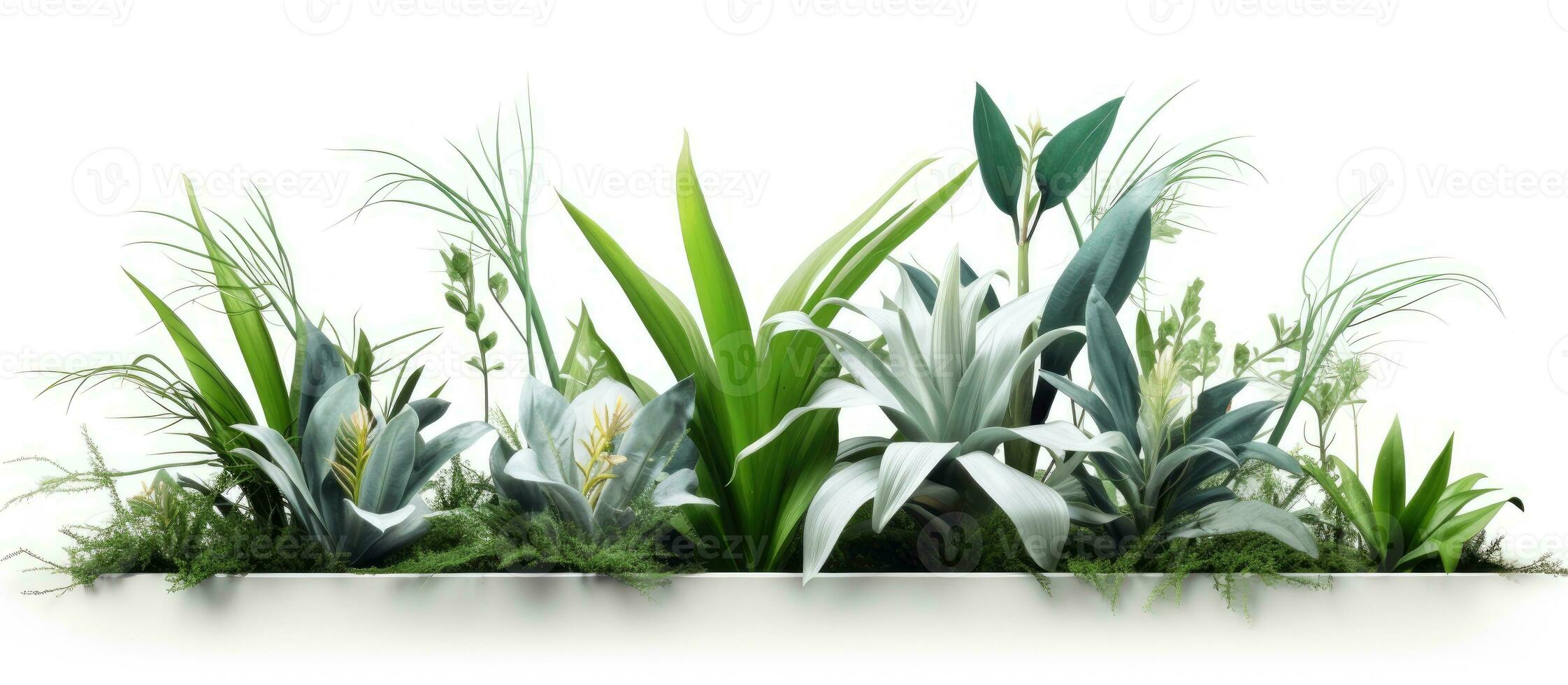 rendered indoor flowers and plants on white background photo