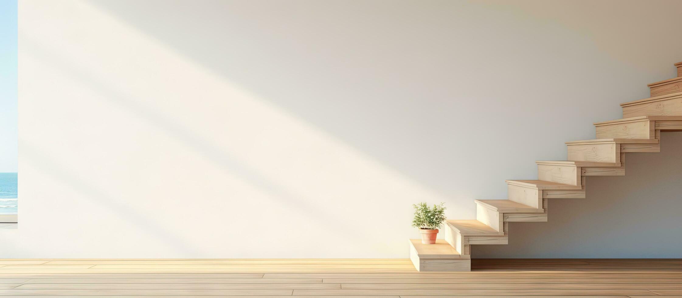 Staircase leading to second level with space for scenic photo