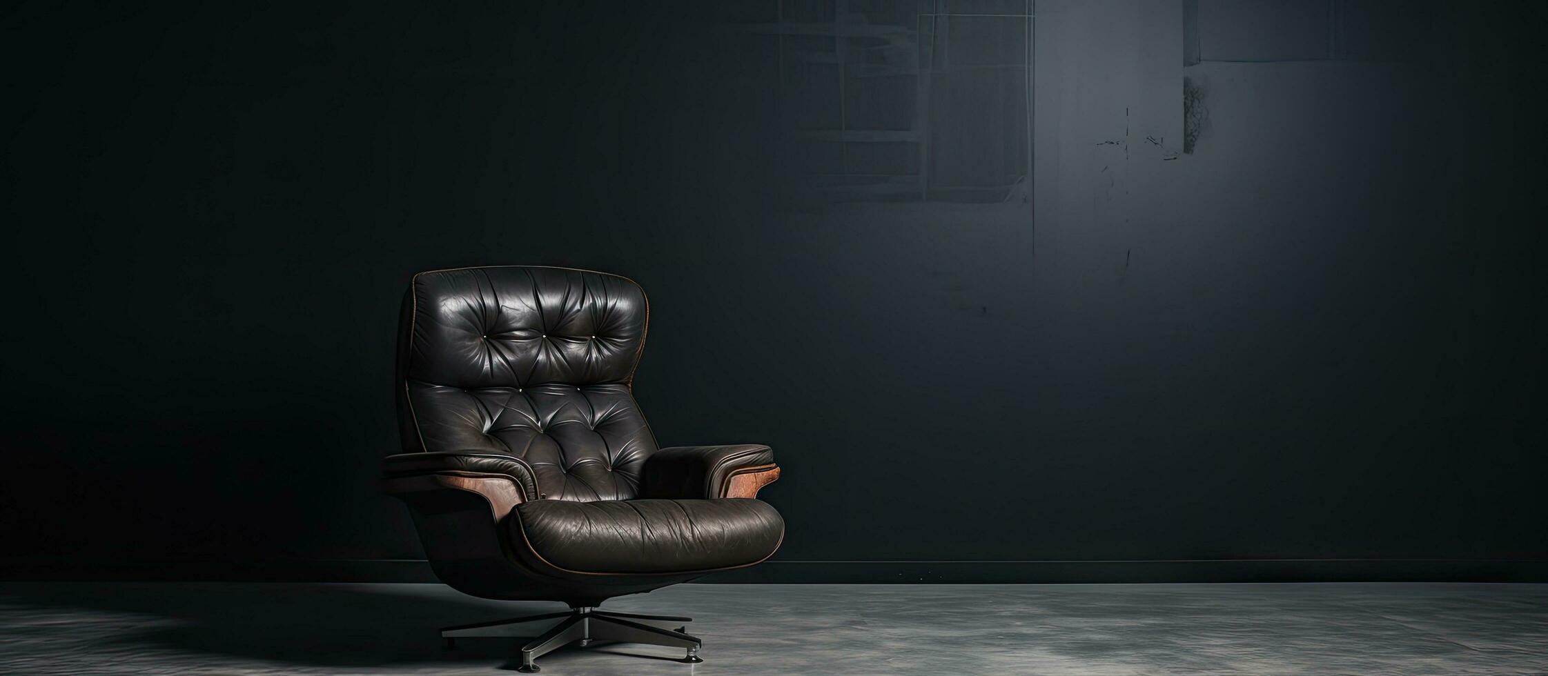 The chair in front of the dark wall photo