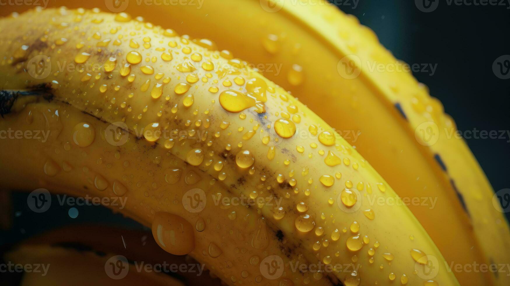A Bright and Vibrant Image of Spotted Bananas with Water Drops A Macro Shot of Tropical Fruit AI Generative photo