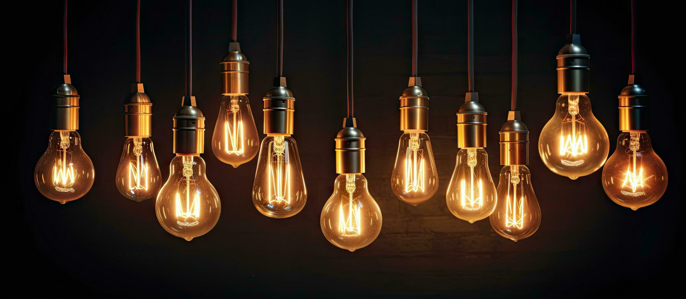 Illuminated light bulbs adorning a dim space photo