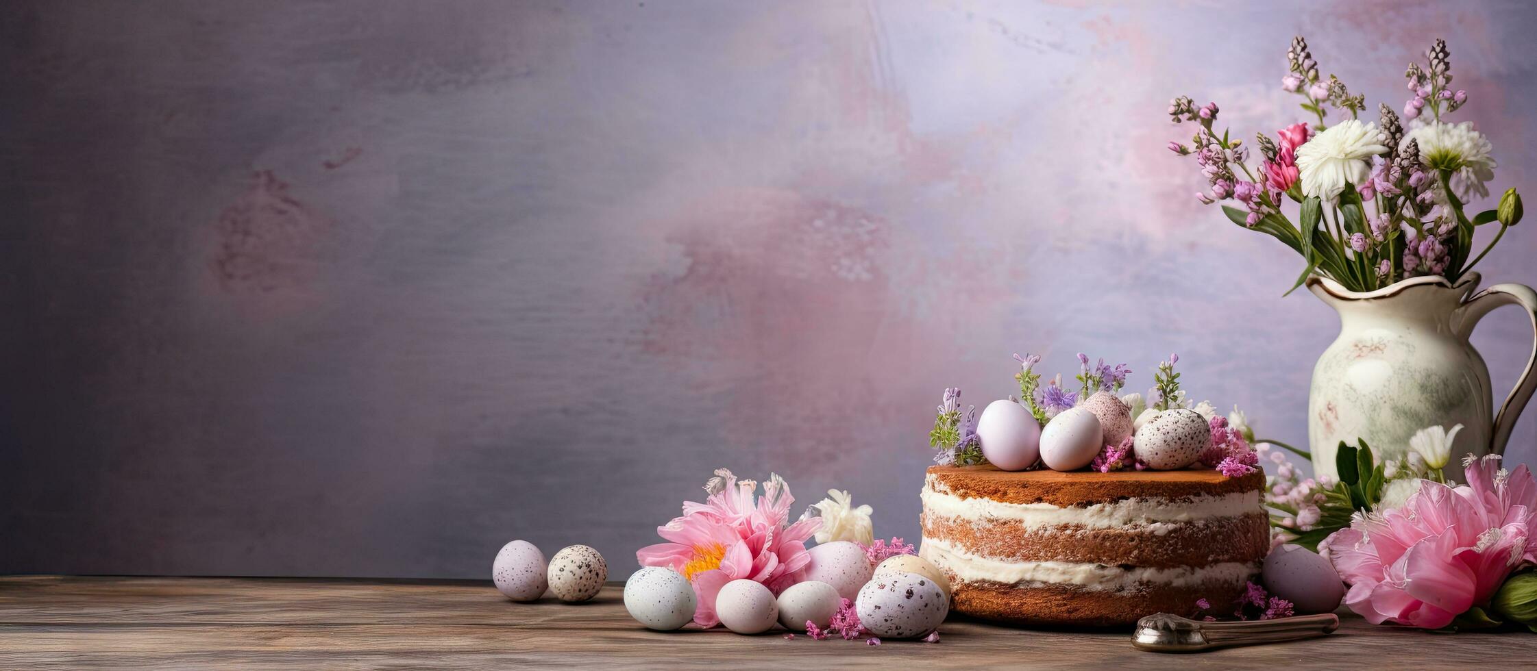 Easter themed cake served and beautifully decorated photo