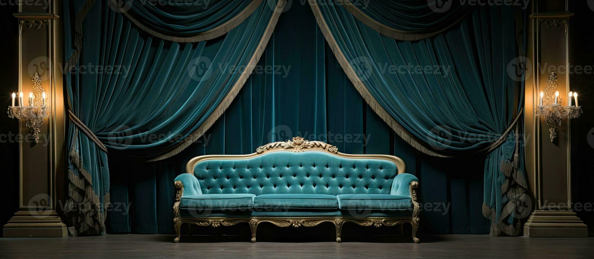 The stage is focused on a sofa with an elegant and comfortable design photo
