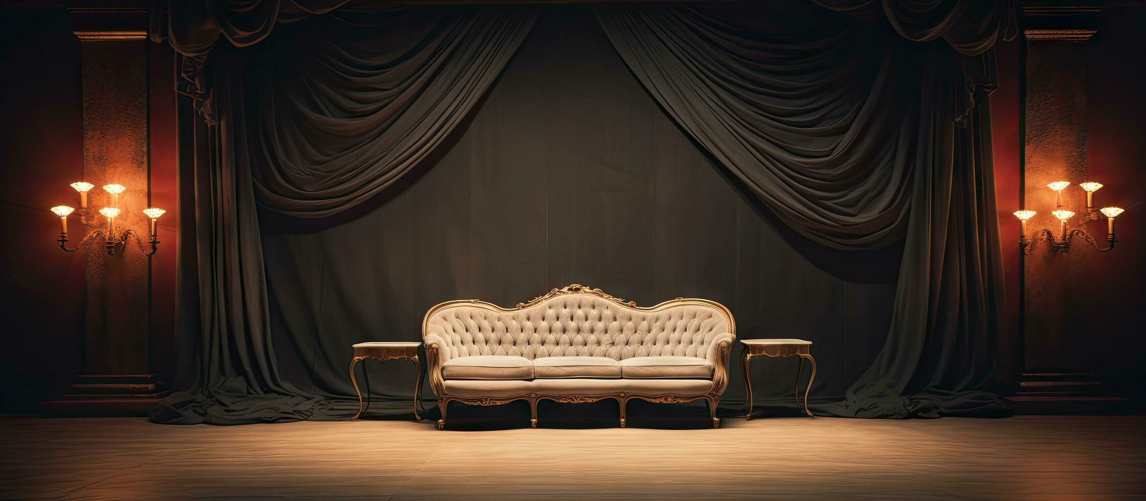 The stage is focused on a sofa with an elegant and comfortable design photo