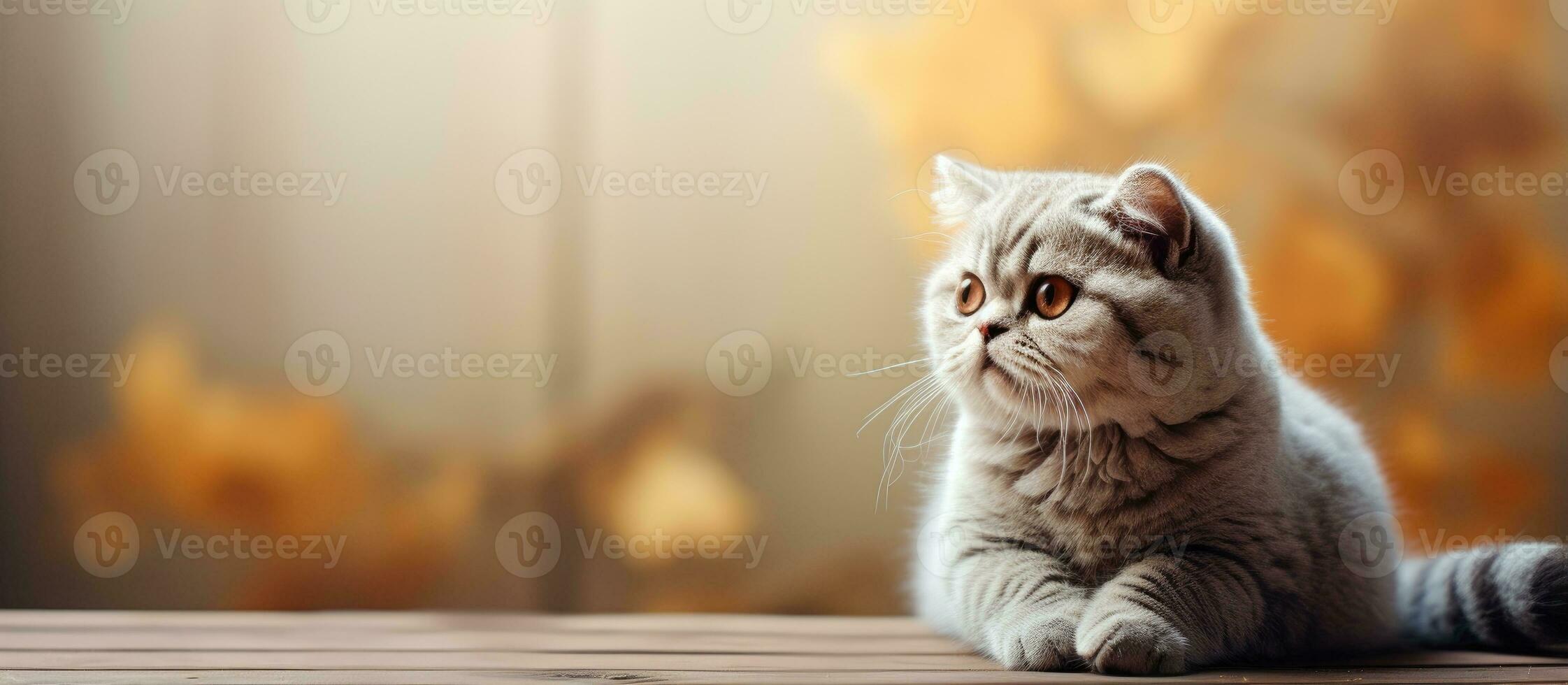 Scottish Fold cat turns its gaze elsewhere photo